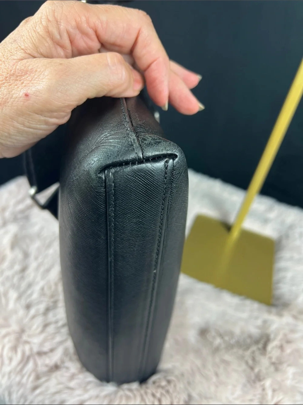 MCM Vintage Black Leather Messenger Bag Made in Korea